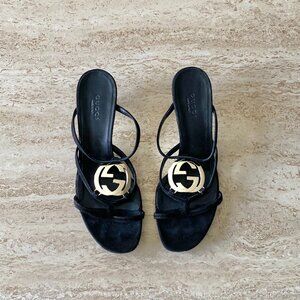 Vintage Gucci GG Kitten Heel Sandals